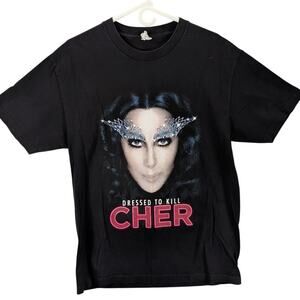 Cher Dressed To Kill Tour Shirt Mens Large Black 2014 Concert Tee Band Pop Music